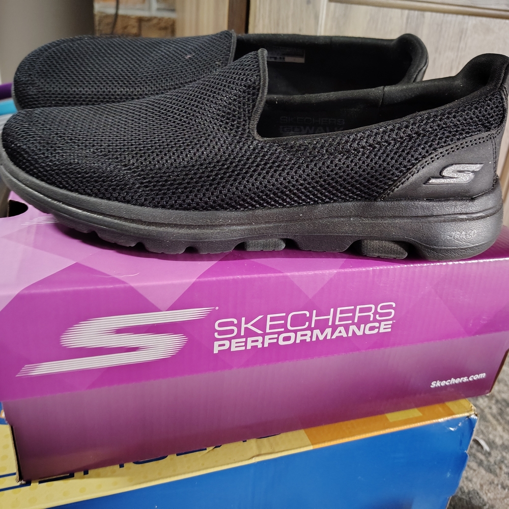 Skechers Black Mesh Slip-On Loafers